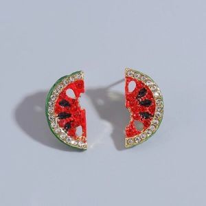 🍉Watermelon Stud Earrings Crystal Watermelon Studs Fun Earrings